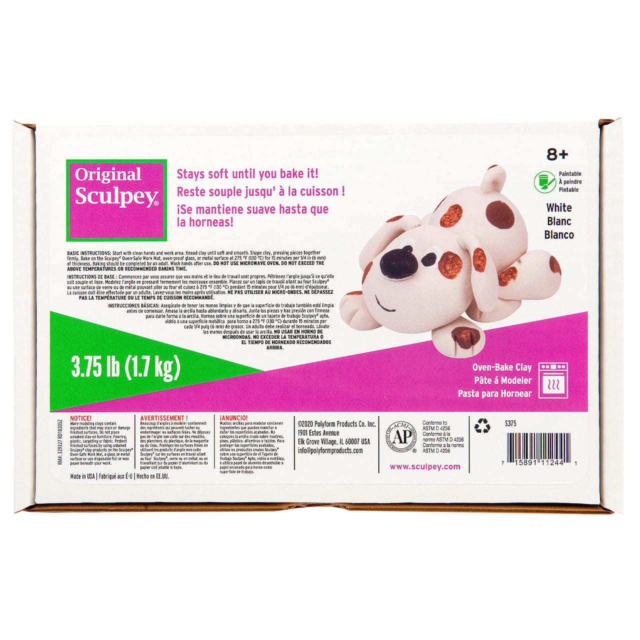 6 Pack: Original Sculpey® Oven Bake Clay, White